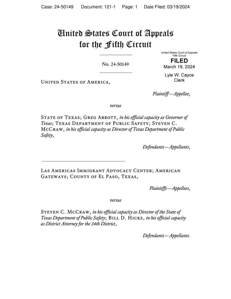 Read the Appeals Court Order in Texas Immigration Case