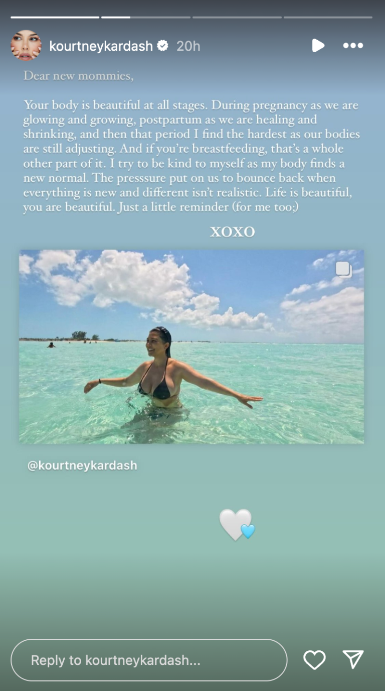 Kourtney Kardashian Shares a Bikini Pic Alongside a Message for New Moms: ‘You Are Beautiful’
